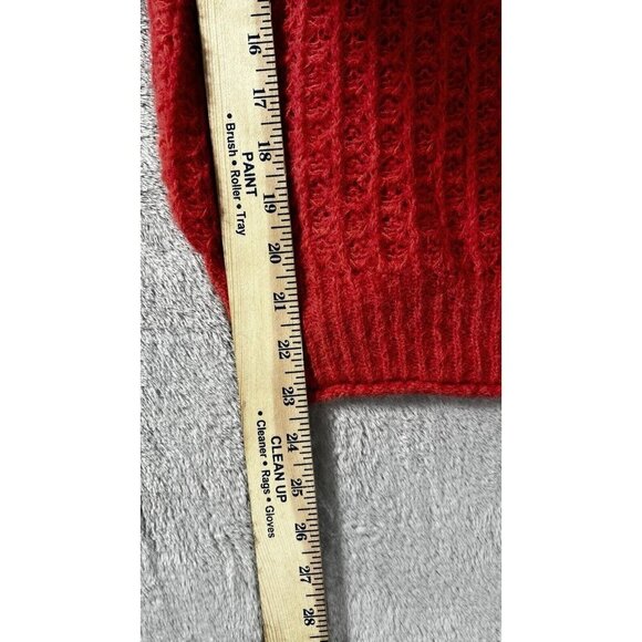 Anthropologie Sweater Ruffled Open Neck Jumper Cozy Soft Coral Pink Waffle Knit - Picture 11 of 14